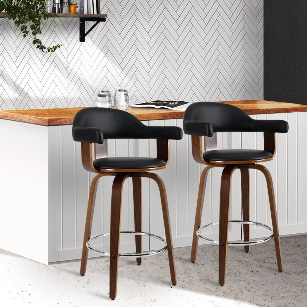 Diva Set of 2 Premium  PU Leather Bar Swivel Stools