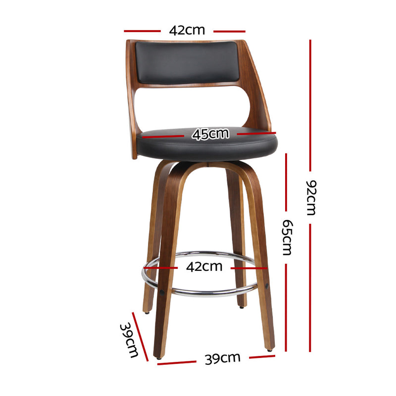 Diva Set of 2 Premium Black Wooden Bar Stools