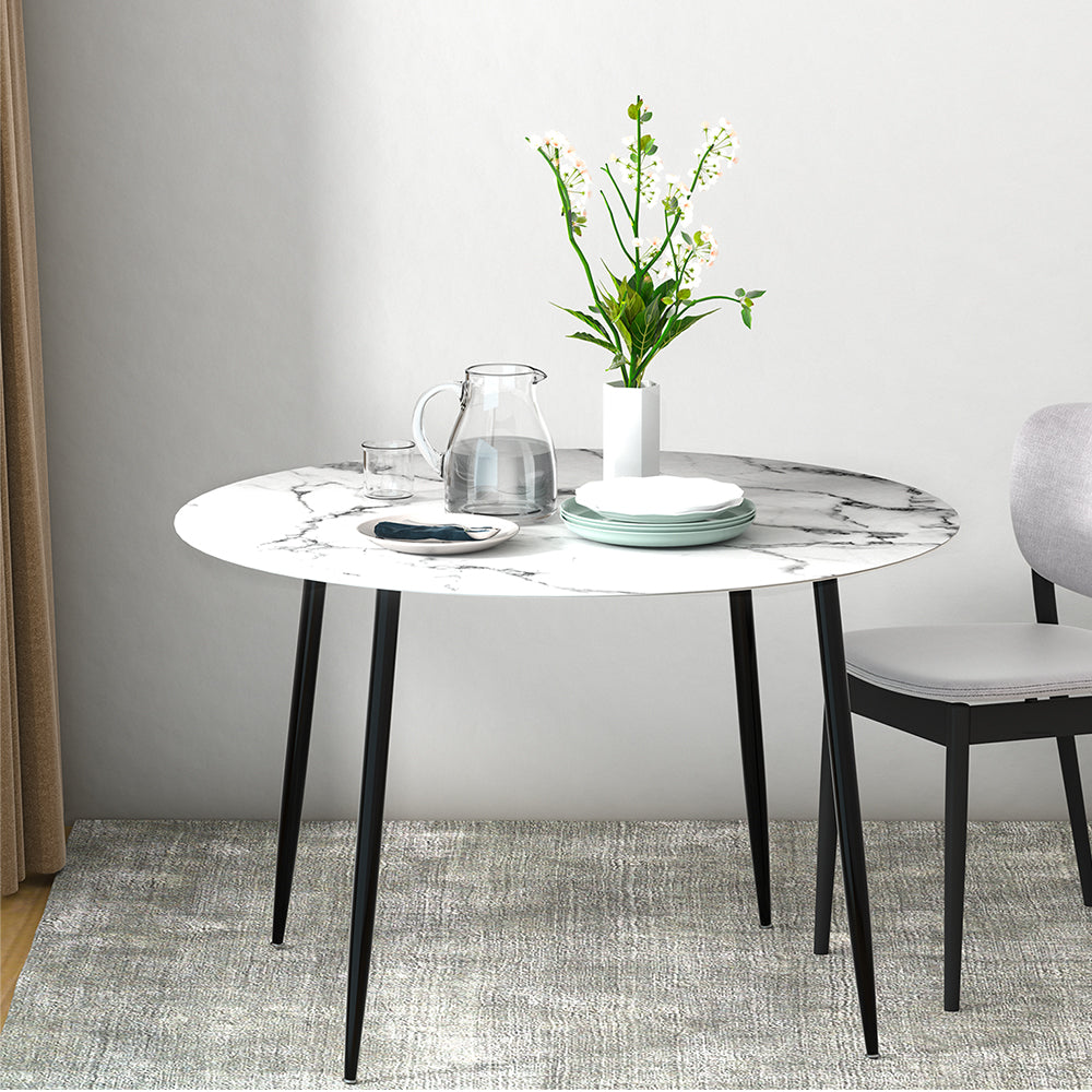 Milan Round Marble Effect Dining Table