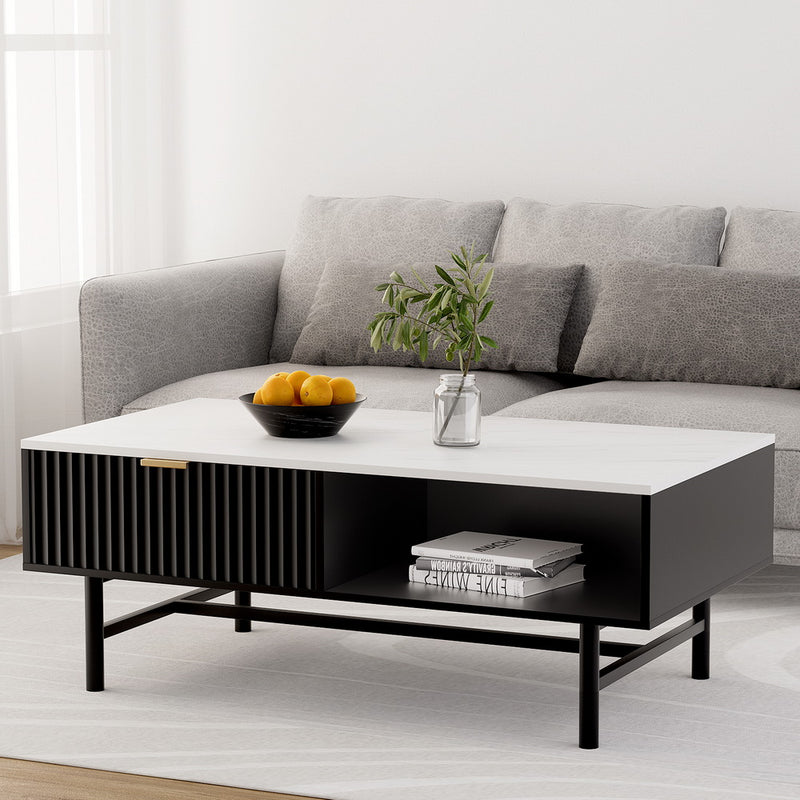 Diva Drawer Storage Shelf Black Coffee Table