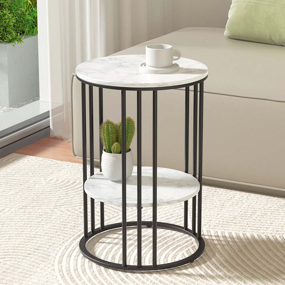 Diva 2-Tier Round Marble Effect Coffee Table