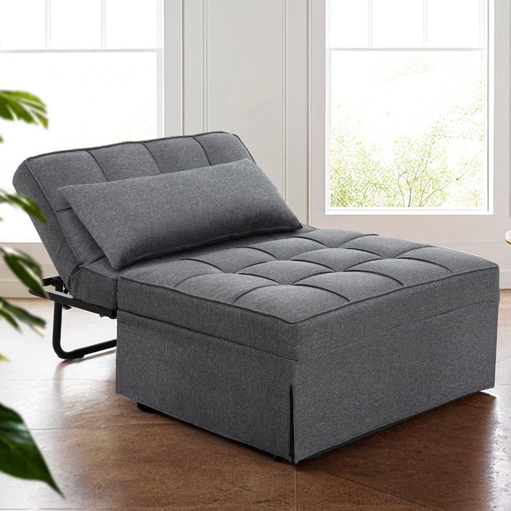 Milan Premium Fabric 1 Seater Convertible Couch Sofa Bed