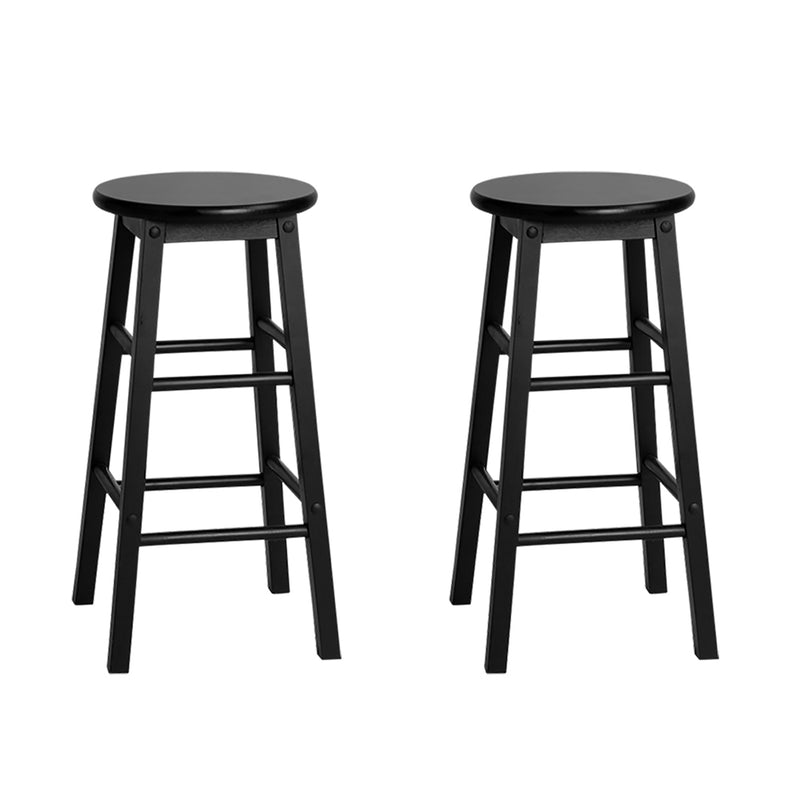 Diva Set of 2 Beech Wood Backless Bar Stool - Black