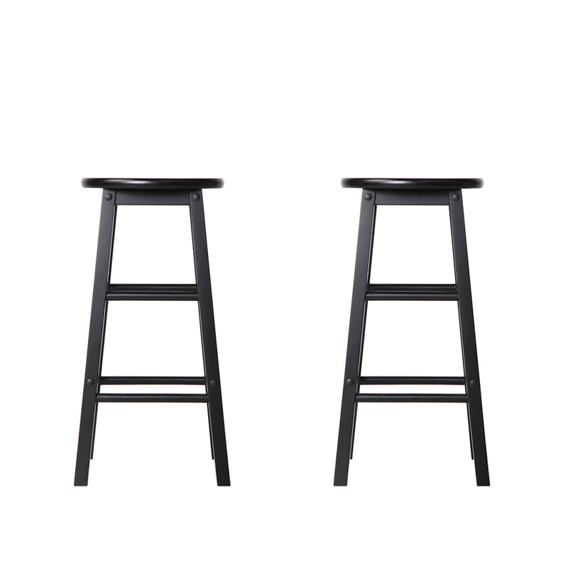 Diva Set of 2 Beech Wood Backless Bar Stool - Black