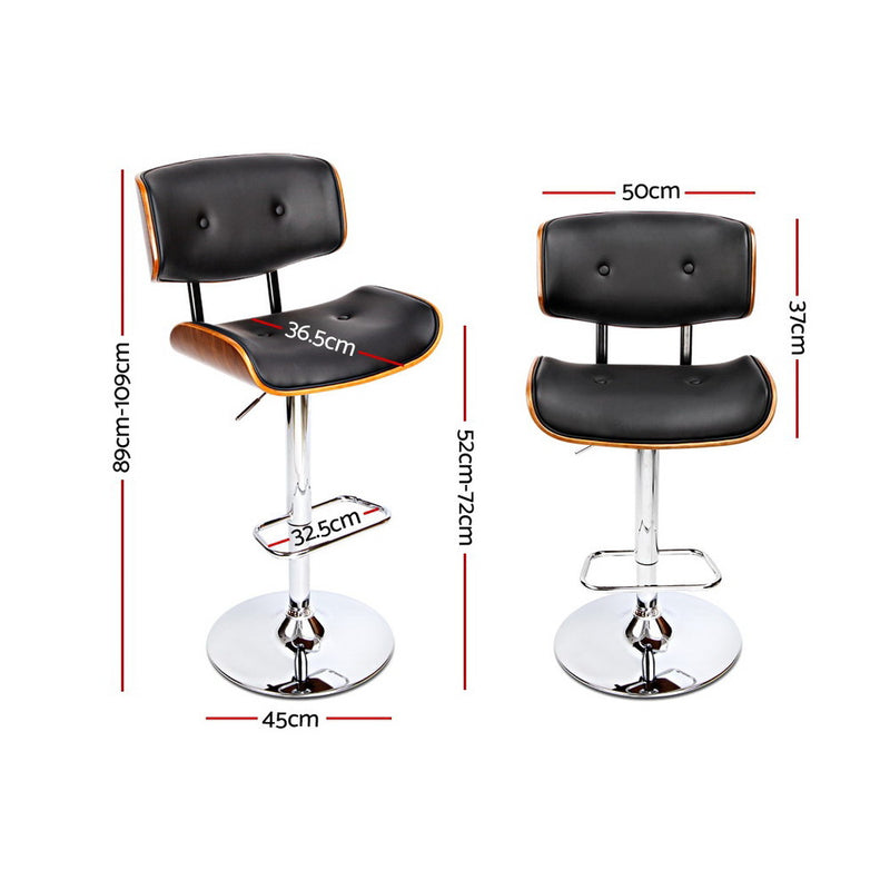 Diva Wooden Gas Lift Bar Stool - Black and Chrome