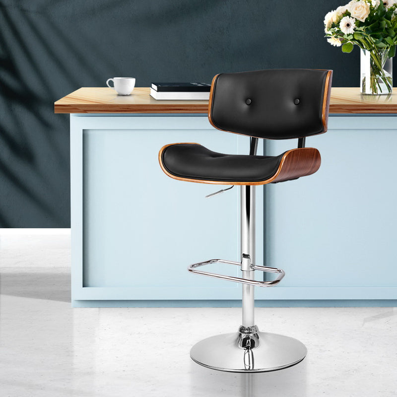 Diva Wooden Gas Lift Bar Stool - Black and Chrome