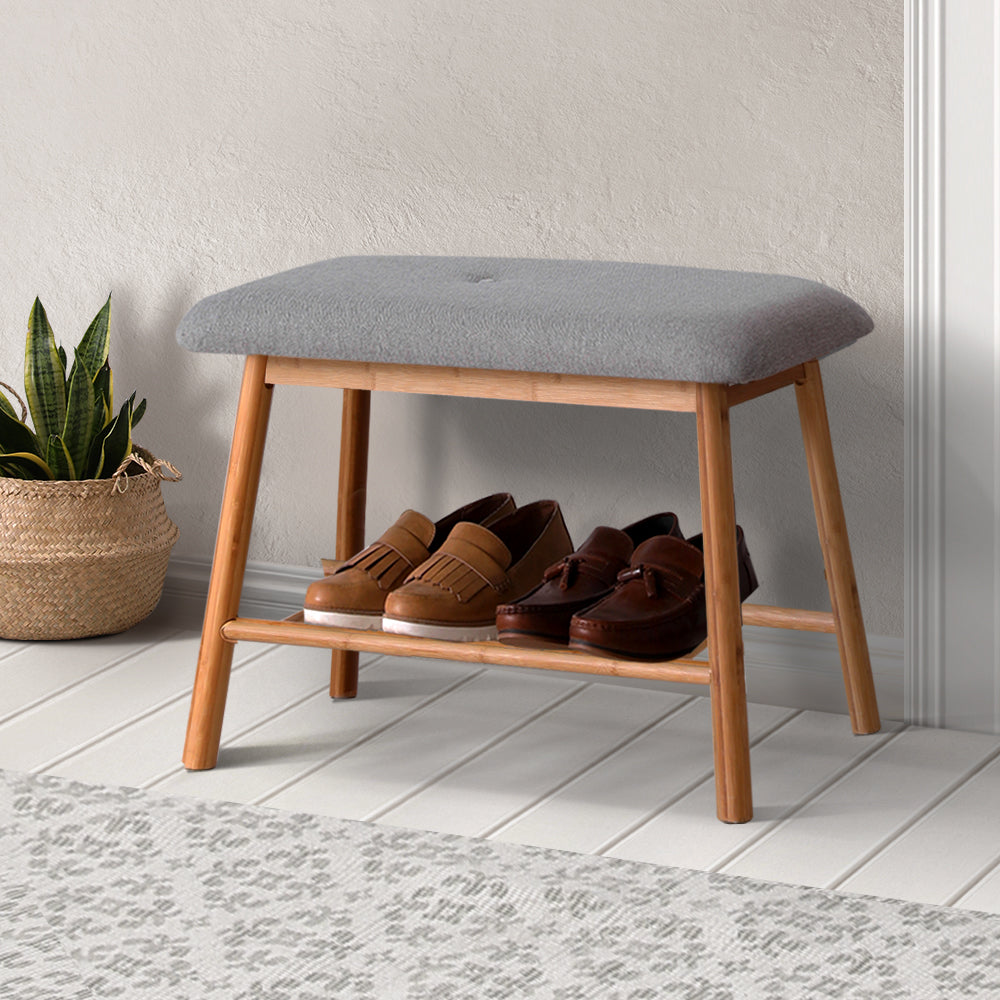 Stylish Shoe Rack Seat Bench Bamboo Grey Best Price at Sleep House