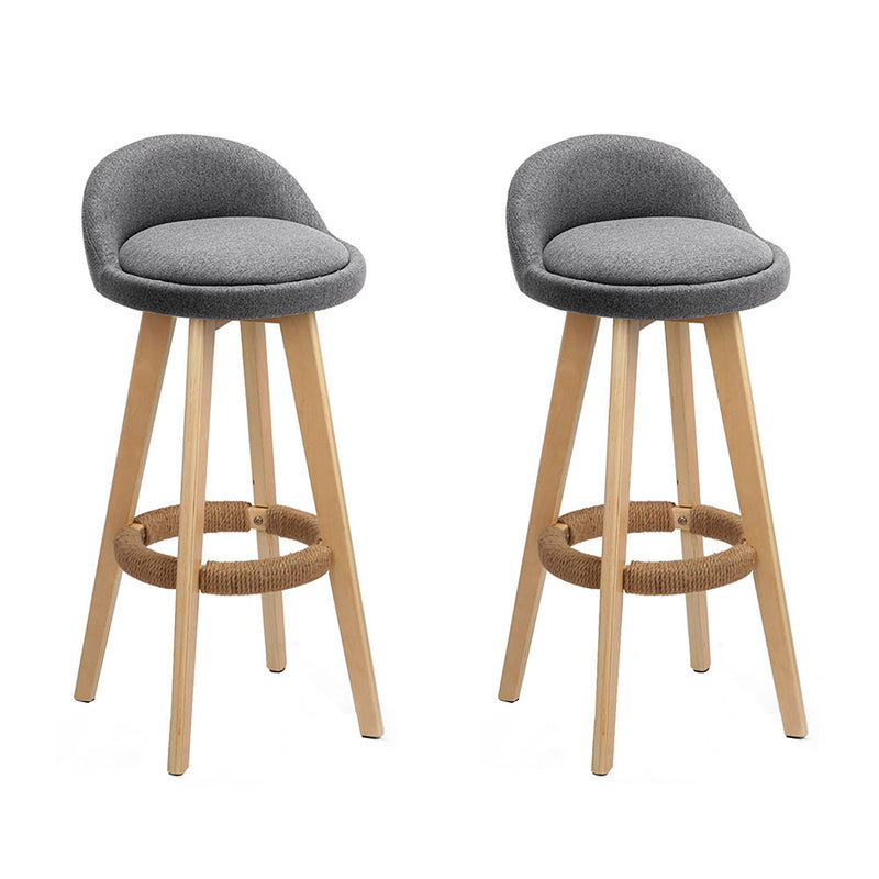 Diva Set of 2 Fabric Backrest Bar Stools - Grey