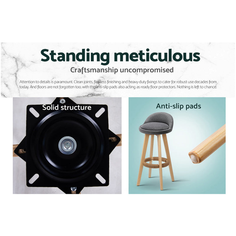 Diva Set of 2 Fabric Backrest Bar Stools - Grey