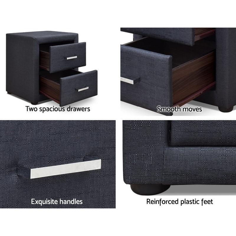 Milano Moda Bedside table - Charcoal