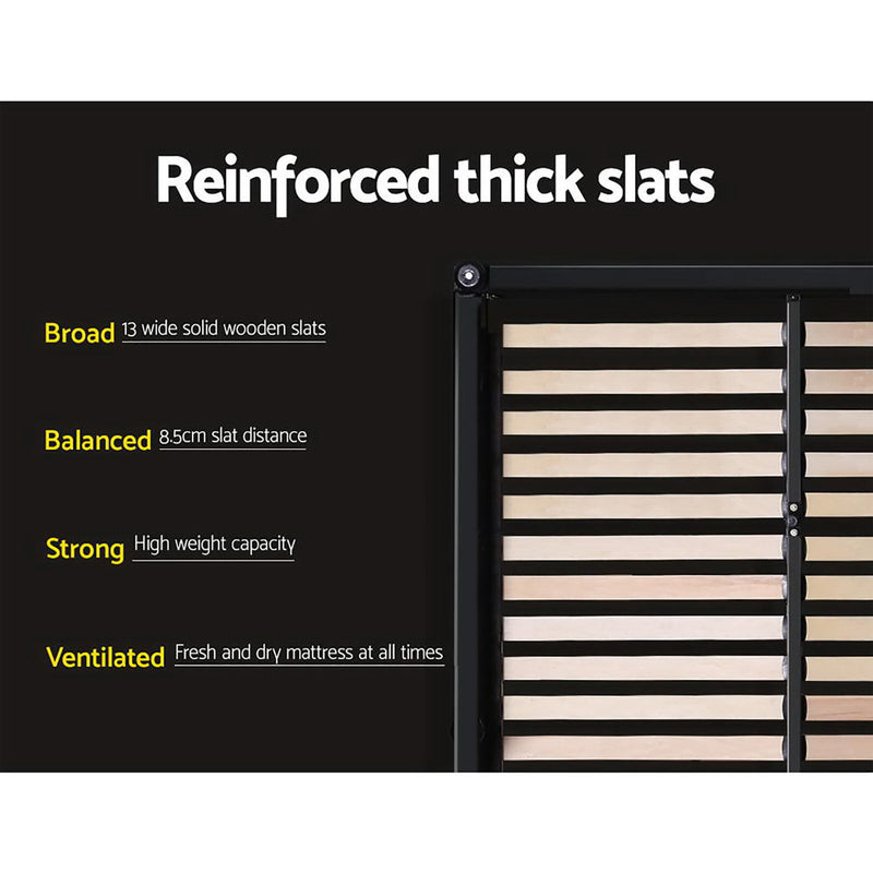 Milano Premium Fabric Bed Frame with Storage Drawers Grey - Queen Size