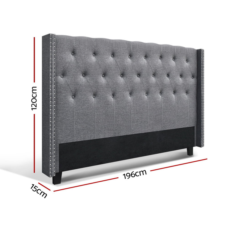 Milano Premium Fabric Bedhead Grey King Size