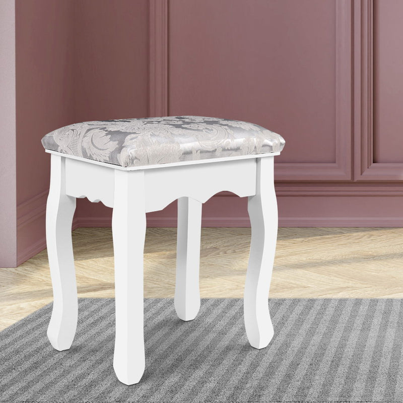 Milano French Style Dressing Stool Bedroom White Make Up Chair