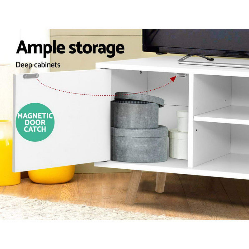 Diva TV Cabinet Entertainment Unit Stand Wooden Scandinavian White