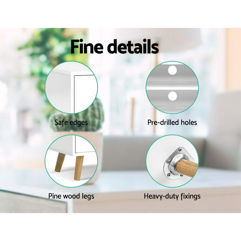 Diva TV Cabinet Entertainment Unit Stand Wooden Scandinavian White