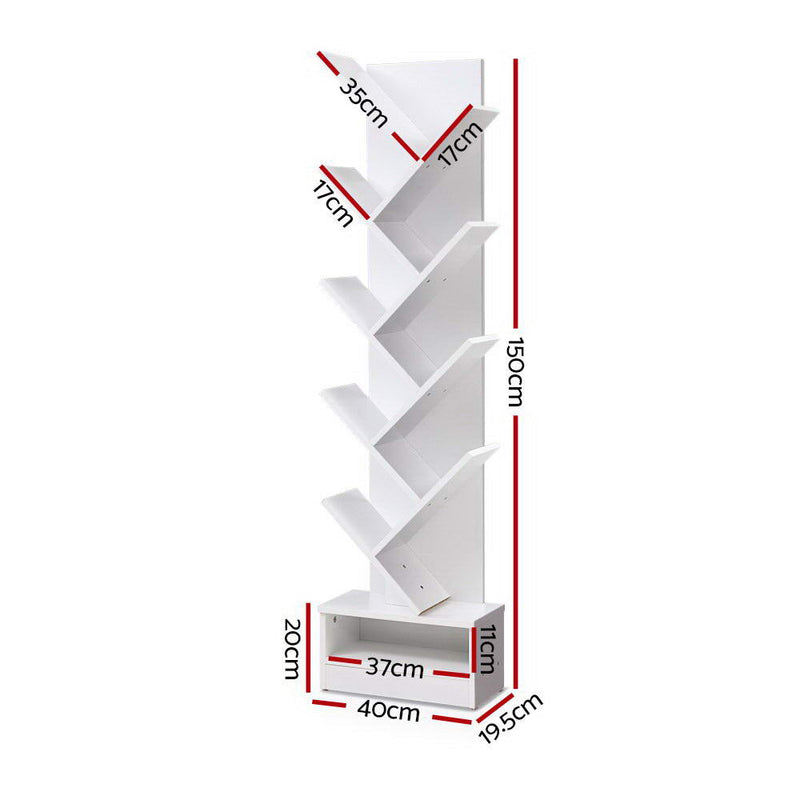 Diva Display 9-Shelf Tree Bookshelf Book Storage White