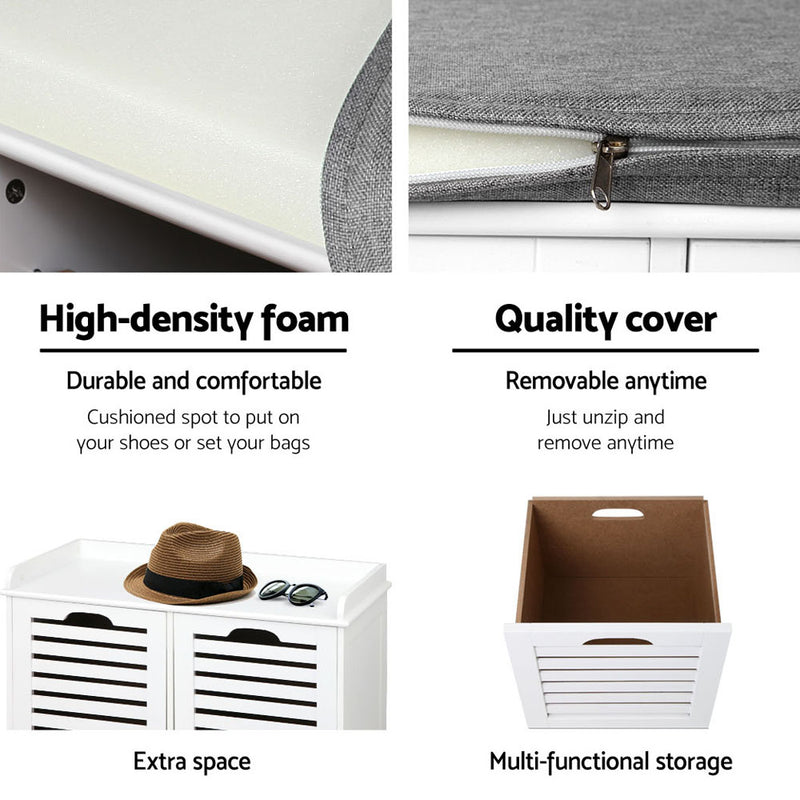 Stylish Fabric Shoe Bench with Drawers Best Price at Sleep House