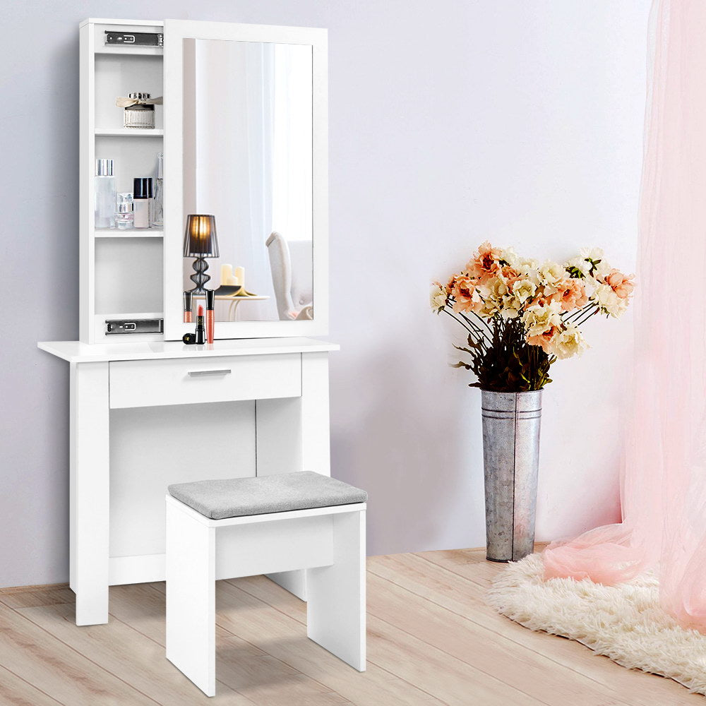 Milano Premium Dressing Table Mirror Stool Mirror Jewellery Cabinet Makeup Storage Desk