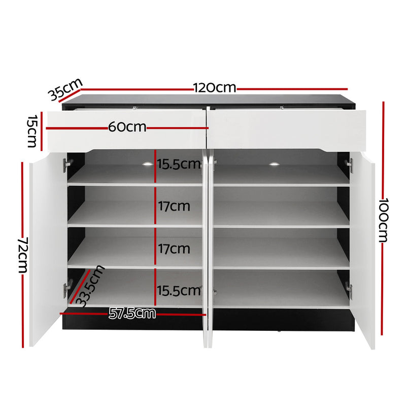 Diva Stylish Gloss Shoe Cabinet Shoes Storage Rack 120cm