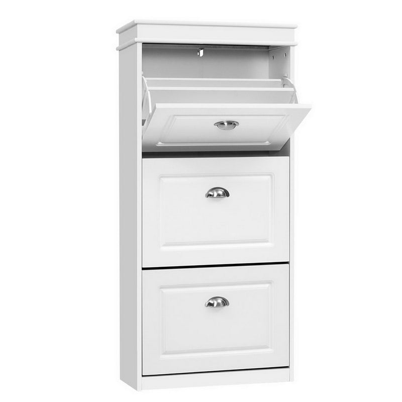 Diva Shoe Cabinet Shoes Storage Rack White18 Pairs Drawer