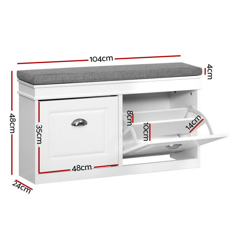 Diva Shoe Cabinet Bench Shoes Storage White Shelf