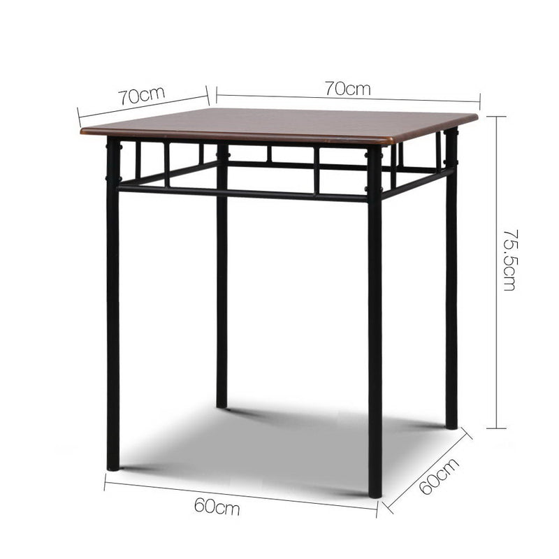 Diva Stylish Metal Table and Chairs - Walnut & Black
