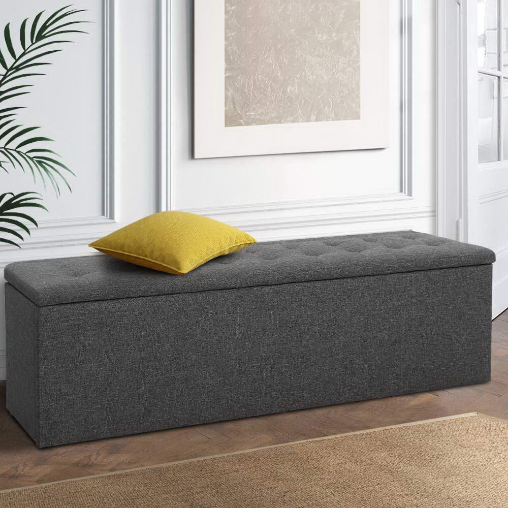 Milano Premium Storage Ottoman Foot Stool Rest Chest Couch Grey