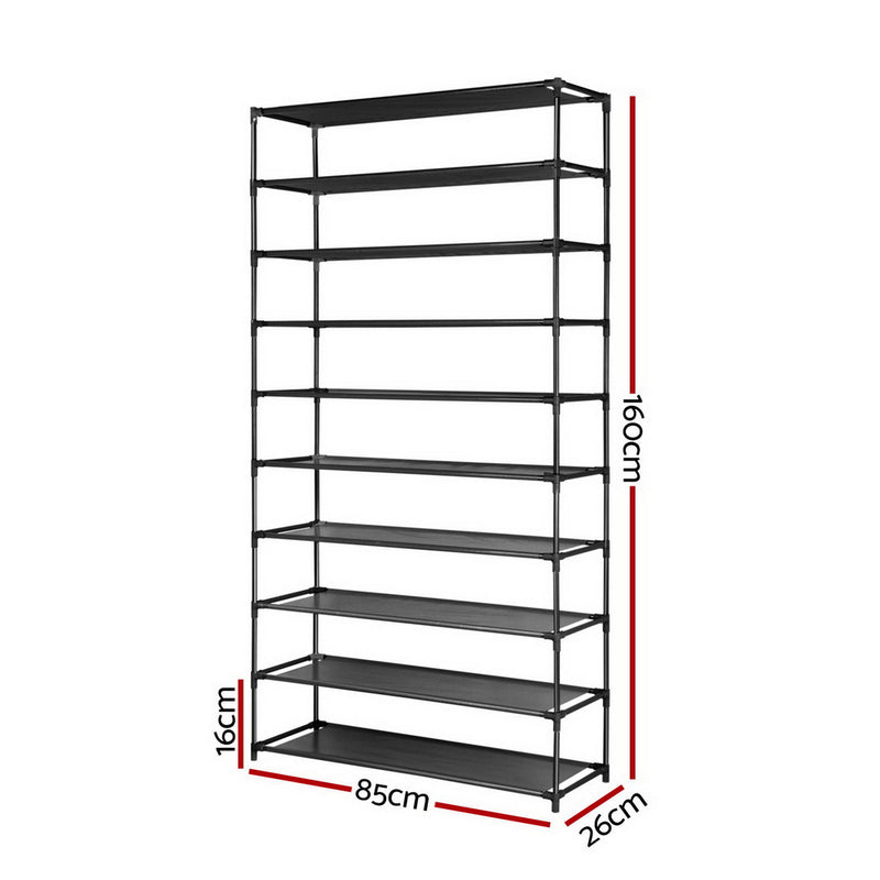 Shoe Rack Metal Shelf 50 Pairs 10 Tier at Sleep House Melbourne