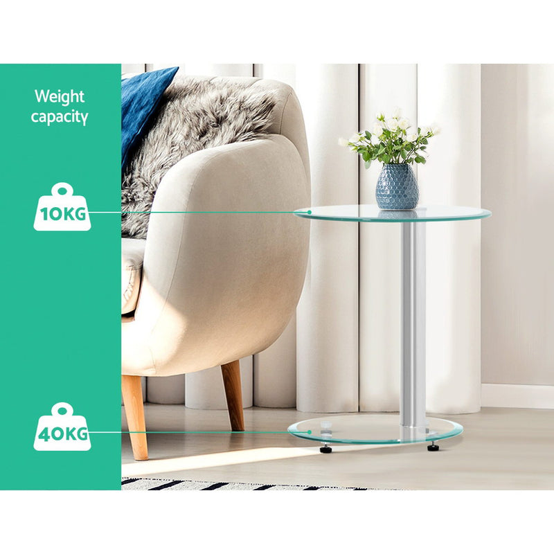 Diva Side Coffee Table Bedside Oval Tempered Glass at Sleep House QLD
