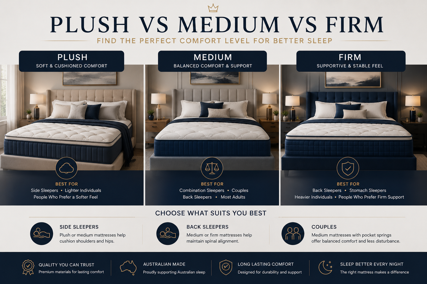 Plush vs Medium vs Firm Mattress: Which Mattress Firmness Is Right for You?