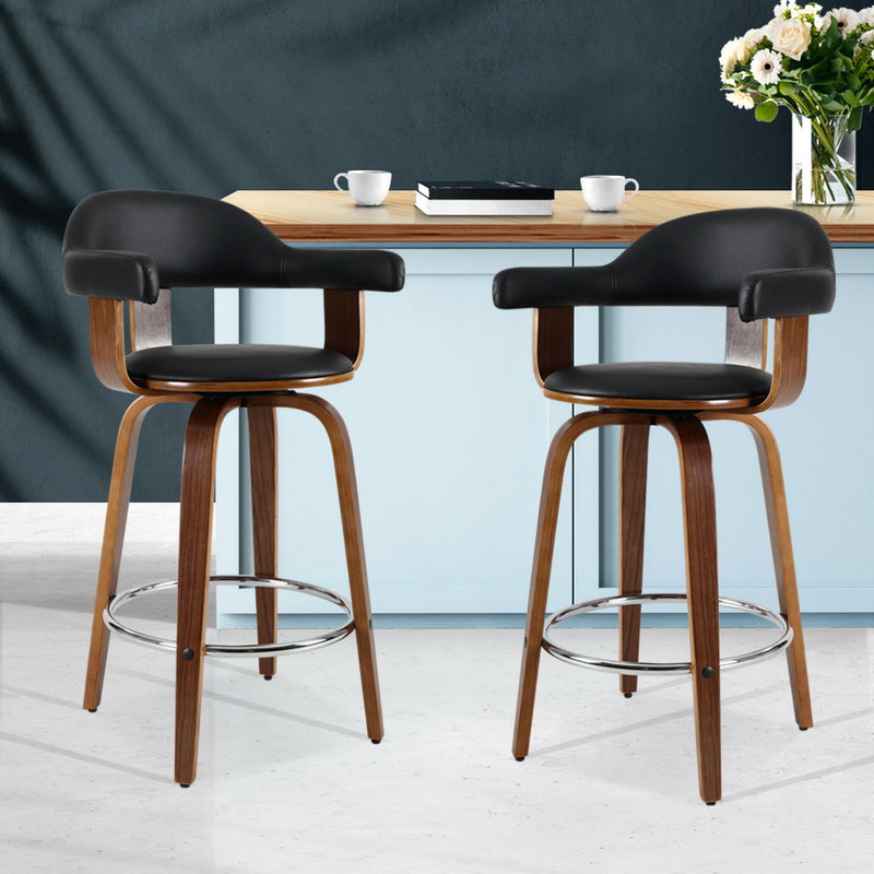 Diva Set of 2 Premium  PU Leather Bar Swivel Stools