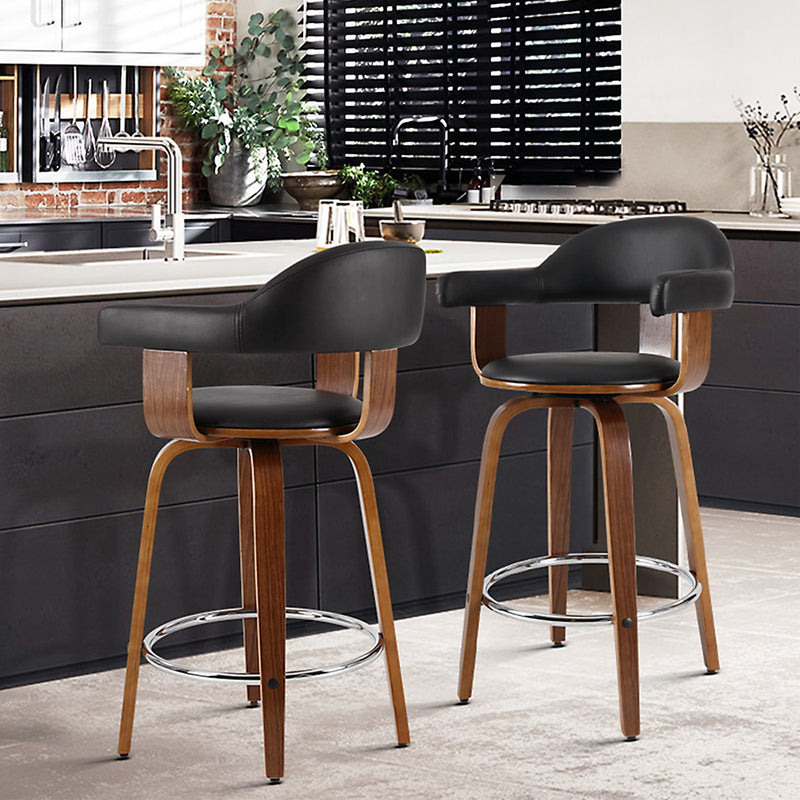 Diva Set of 2 Premium  PU Leather Bar Swivel Stools