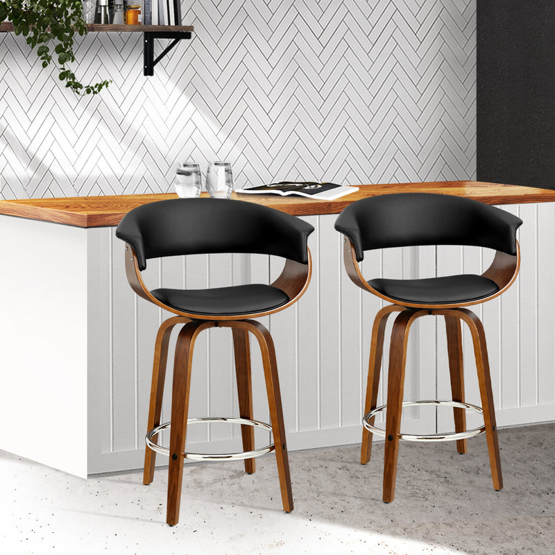 Diva Set of 2 Swivel Premium PU Leather Bar Stool