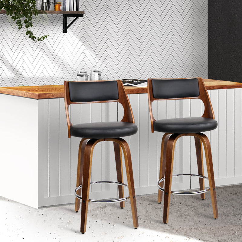 Diva Set of 2 Premium Black Wooden Bar Stools