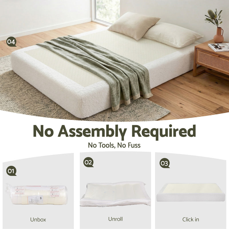 Milano Compression Vacuum High Density Sponge Boucle Bed Frame - Queen Size