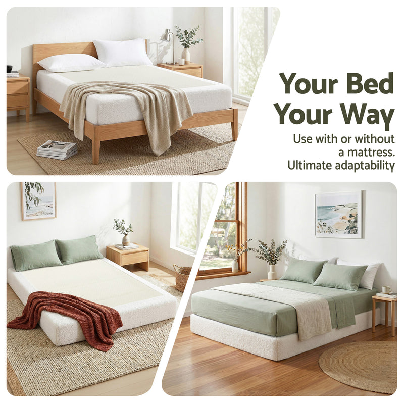 Milano Compression Vacuum High Density Sponge Boucle Bed Frame - Queen Size