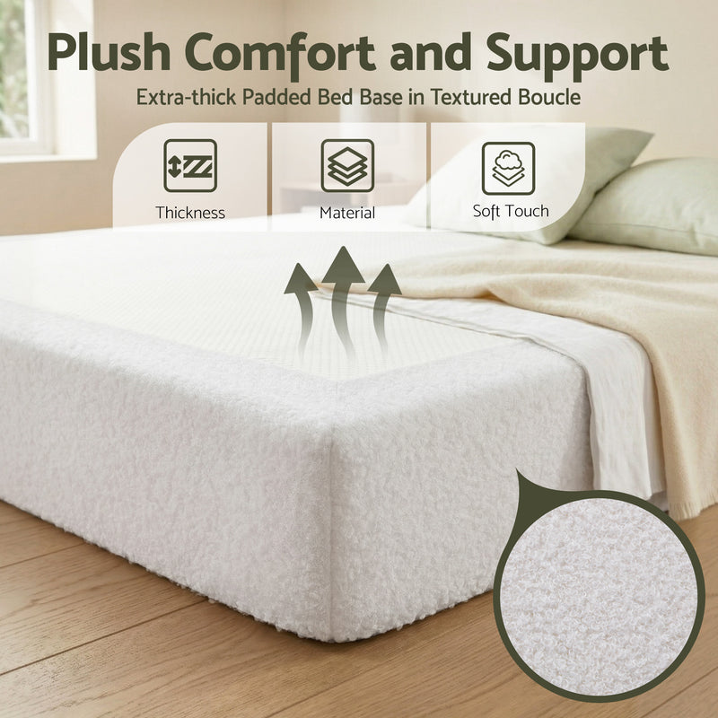 Milano Compression Vacuum High Density Sponge Boucle Bed Frame - Queen Size