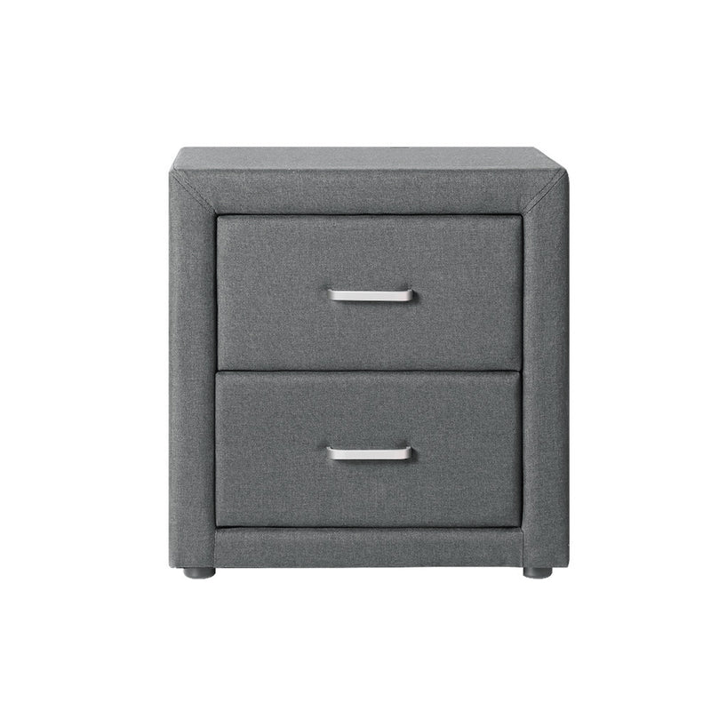 Milan 2 Drawers Charcoal Premium Fabric Bedside table