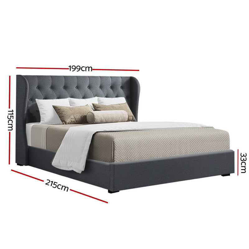 Milan Premium Charcoal Fabric Gas Lift Bed Frame - King Size