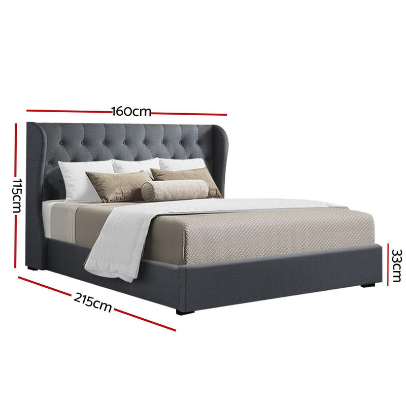 Milan Premium Charcoal Fabric Gas Lift Bed Frame - Queen Size