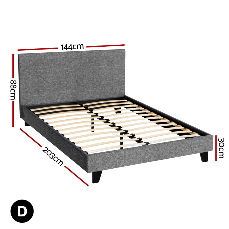 Milan Premium Linen Fabric Grey Bed Frame - Double Size