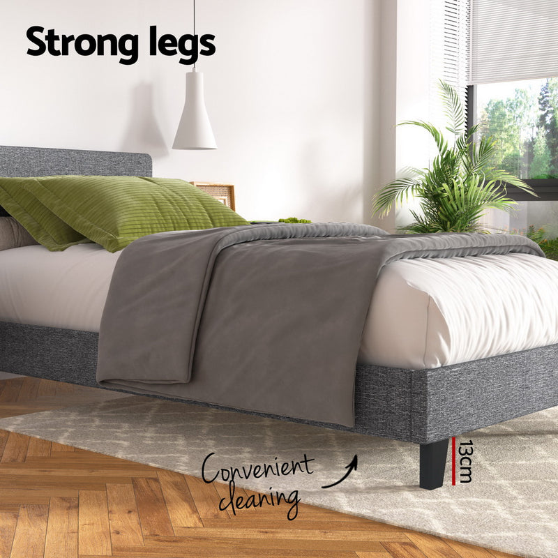 Milan Premium Linen Fabric Grey Bed Frame - Single Size
