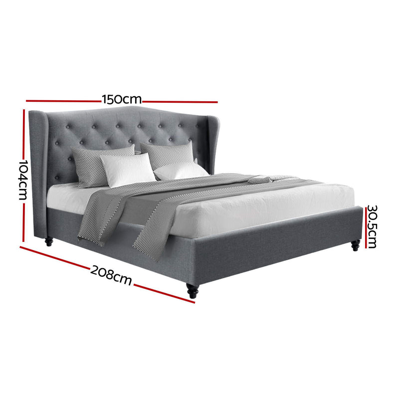 Milano Premium Linen Fabric Grey Bed Frame - Double Size