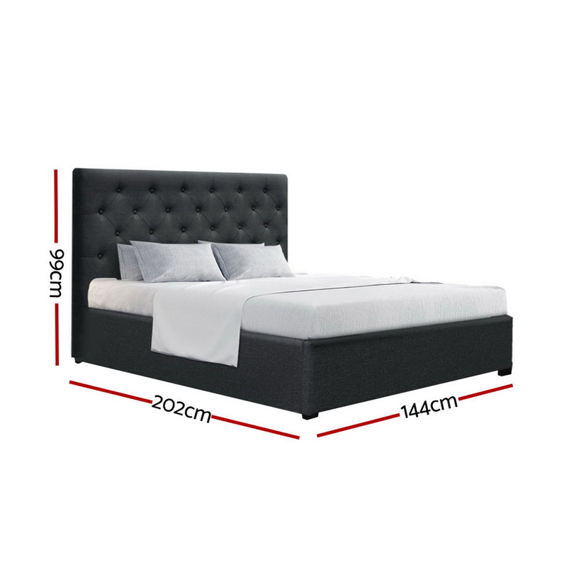 Milano Premium faux linen fabric Charcoal Gas Lift Bed Frame - Double Size