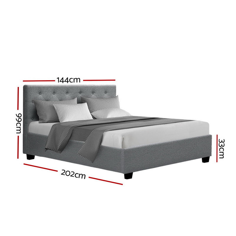 Milano Premium faux linen fabric Grey Gas Lift Bed Frame - Double Size