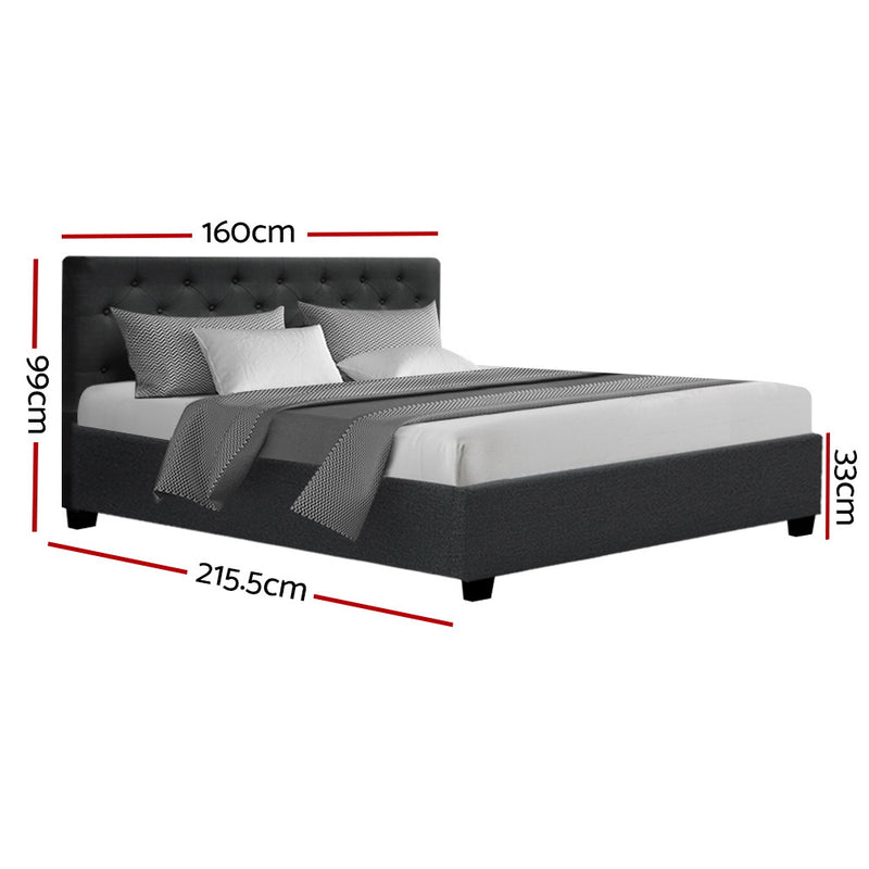 Milano Premium faux linen fabric Charcoal Gas Lift Bed Frame - Queen