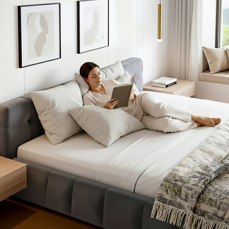 Milano Plush Soft Headboard Velvet Grey Bed Frame - King Size