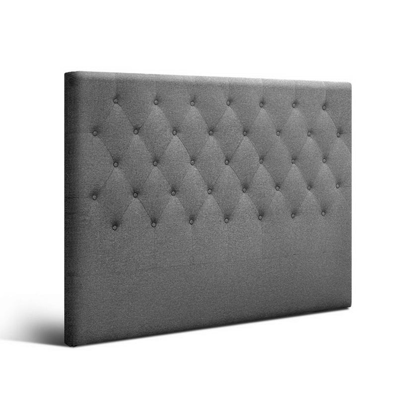 Milano Bed Head Headboard Bedhead Fabric Grey - Queen Size