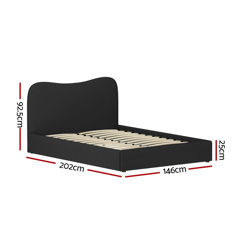 Milan Premium Boucle Black Fabric Bed Frame - Double Size