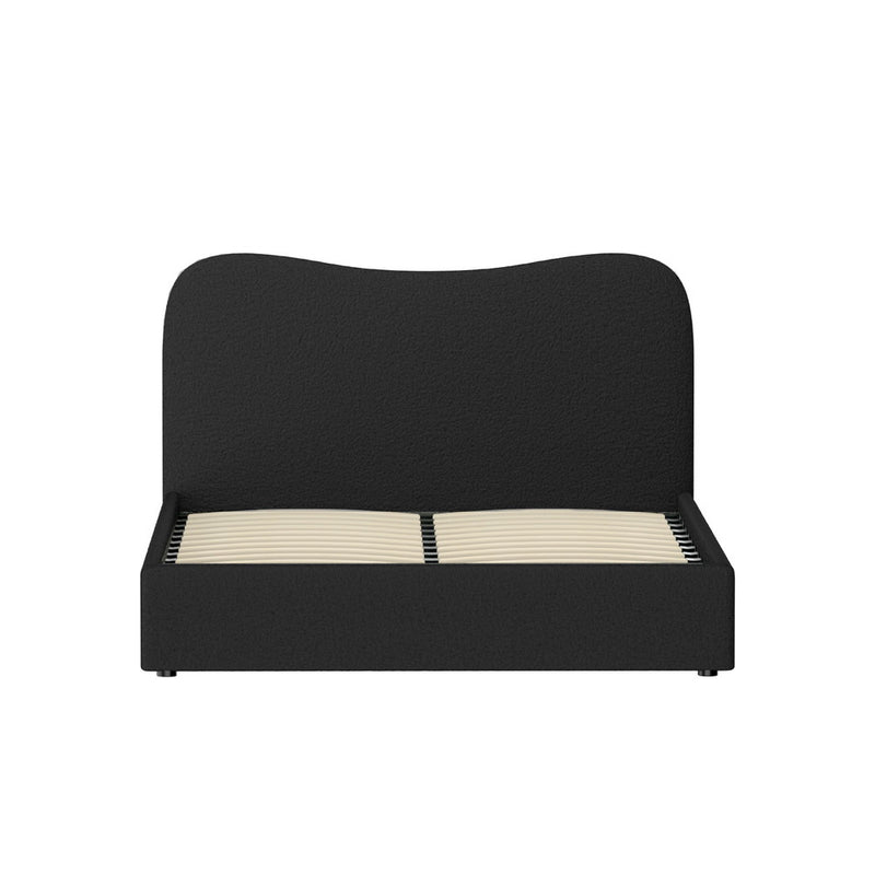 Milan Premium Boucle Black Fabric Bed Frame - Double Size